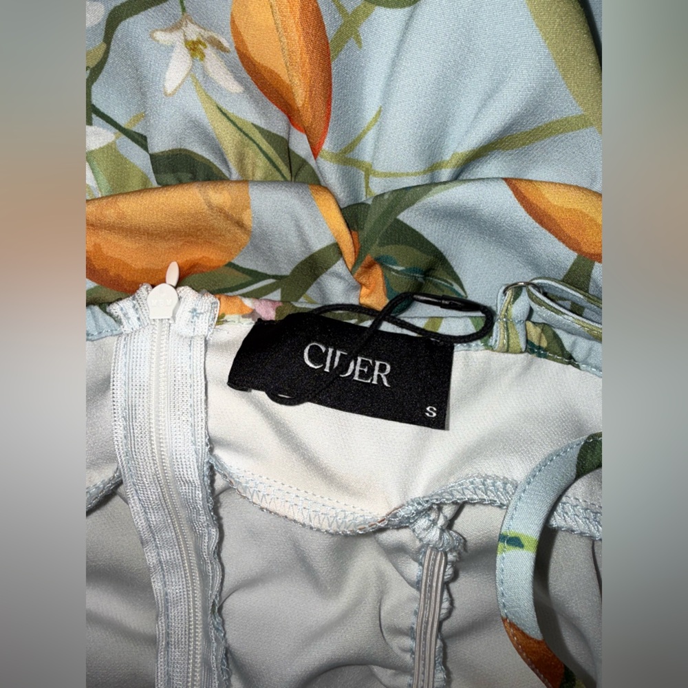 Cider Orange and Green Floral Mini Dress - Picture 3 of 9